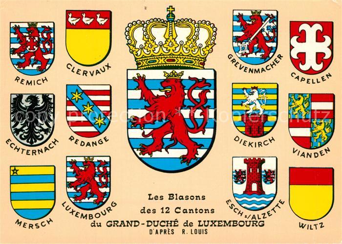 LUXEMBOURG  Luxemburg Les Blasons des 12 Cantons