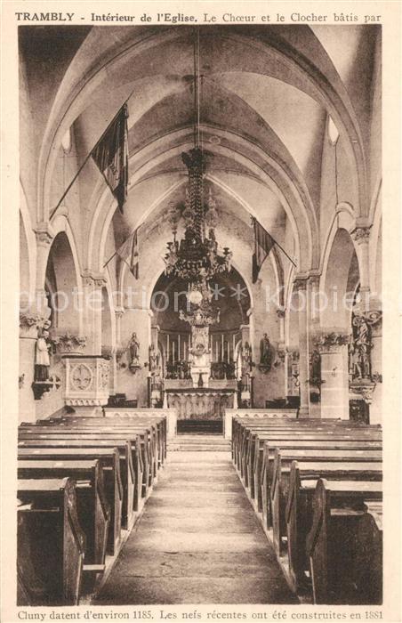 Trambly Intérieur de l'Eglise le choeur et le clocher