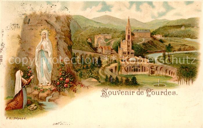 Lourdes Hautes Pyrenees La Grotte de Massabielle Statue Basiliq
