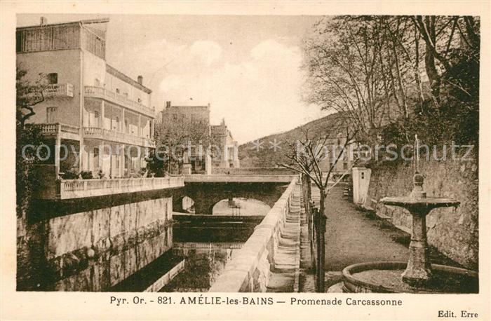 Amelie-les-Bains-Palalda Promenade Carcassone Fontaine