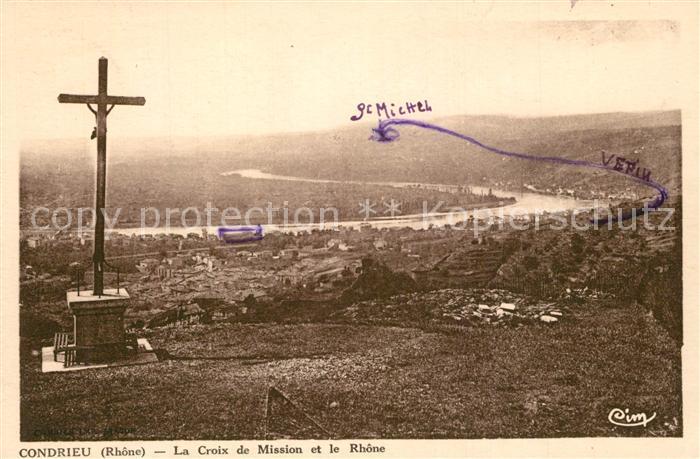 Condrieu La Croix de Mission et le Rhone
