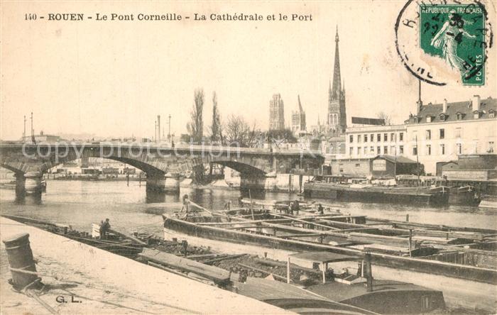 Rouen Pont Corneille Cathedrale et Port