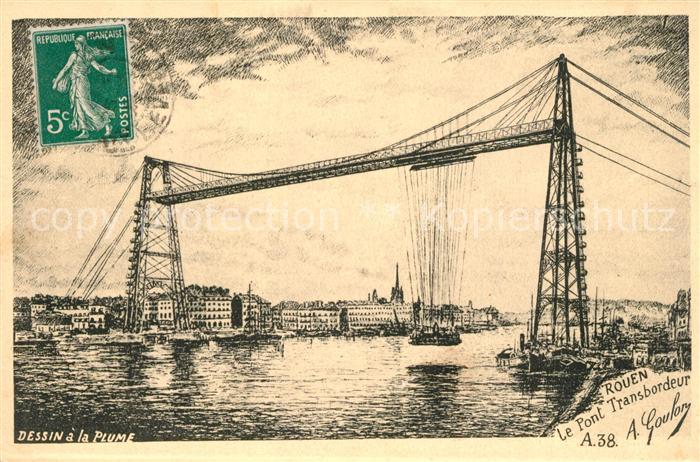 Rouen Dessin al la Plume Pont Transbordeur