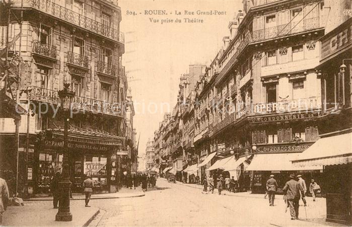 Rouen Rue Grand Pont Vue prise du Theatre