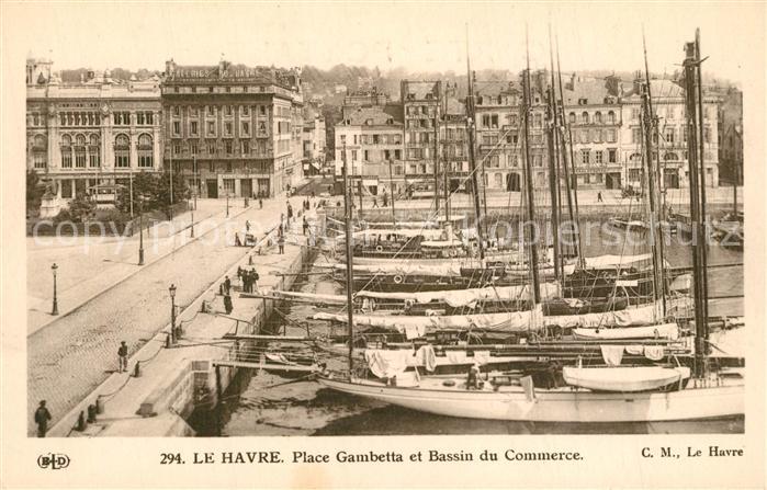 Le Havre Place Gambetta et Bassin du Commerce Segelboote