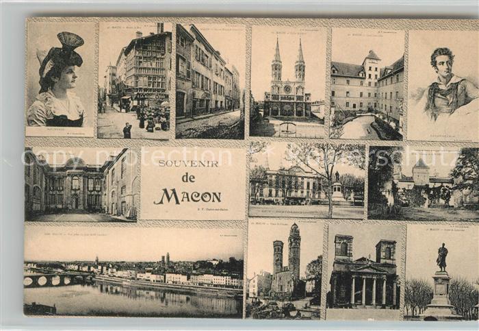 Macon 71 Tracht Kirchen Denkmal Flusspartie