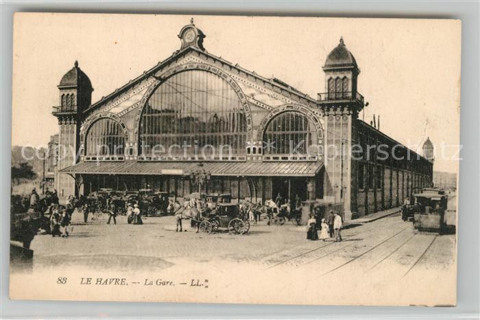 Le Havre La Gare Pferdekutschen Strassenbahn