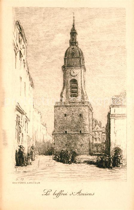 Amiens Le beffroi Dessin Kuenstlerkarte