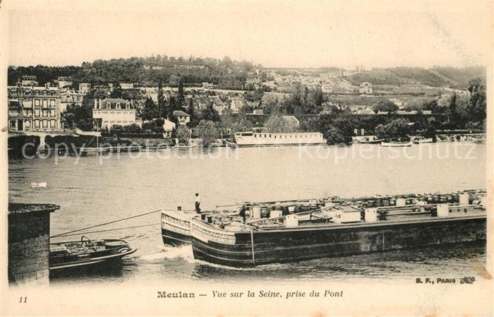 Meulan Vur sur la Seine prise du Pont des bateaux