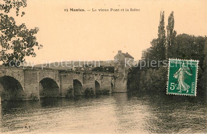 Mantes-la-Jolie Vieux pont et la Seine
