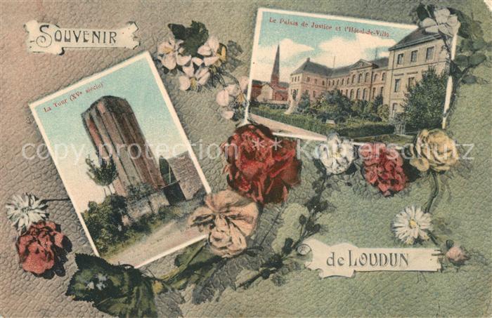 Loudun La Tour Le Palais de Justice et l’Hotel de Ville