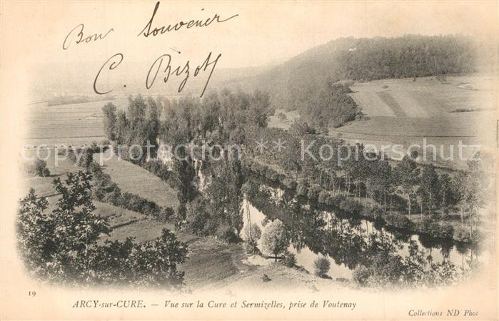 Arcy-sur-Cure Yonne Vue sur la Cure et Sermizelles prise de Voutenay