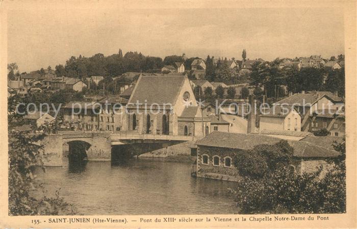 Saint-Junien Pont du XIIIe siecle sur la Vienne et la Chapelle ND du Pont