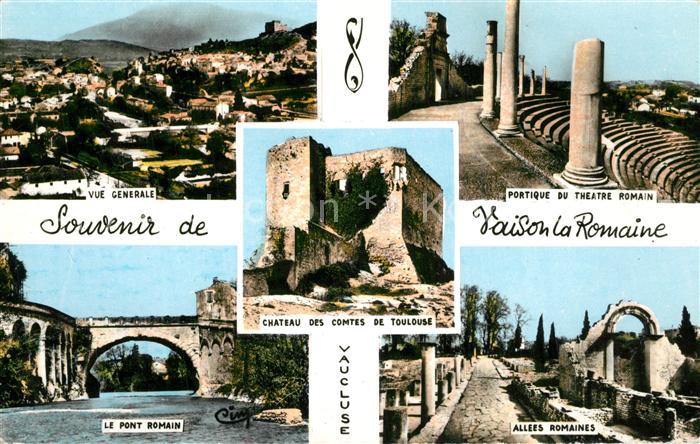 Vaison-la-Romaine Vaucluse Vue generale Portique du Theatre Romain Pont Romain C
