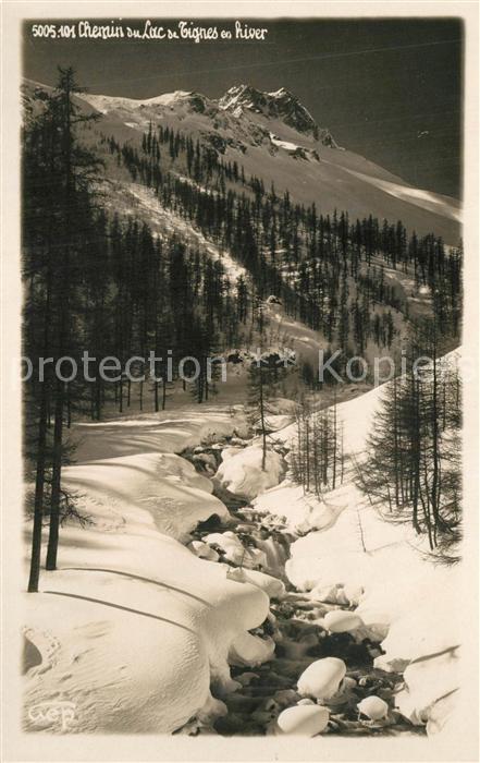 Tignes Chemin du Lac de Tignes en hiver