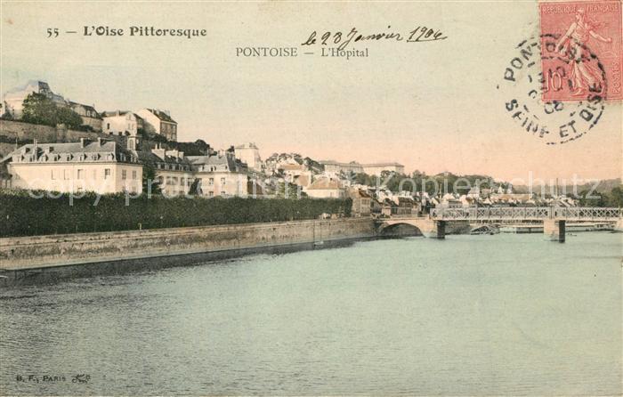 Pontoise Val-d Oise Vue sur l'Oise Pont Hopital