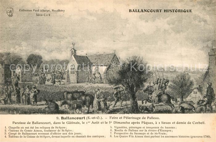 Ballancourt-sur-Essonne Foire et Pèlerinage de Palleau Dessin Kuenstlerkarte