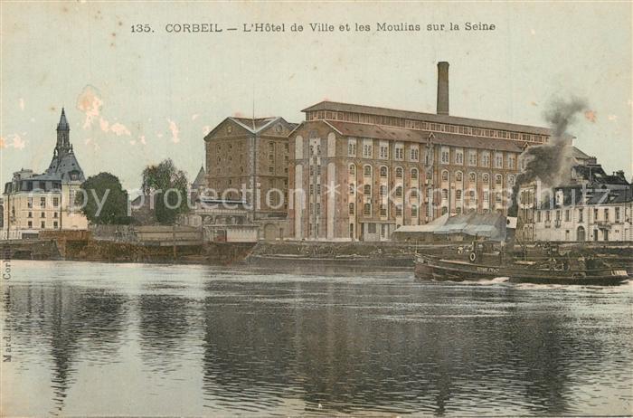 Corbeil-Essonnes Hotel de Ville et les Moulins sur la Se