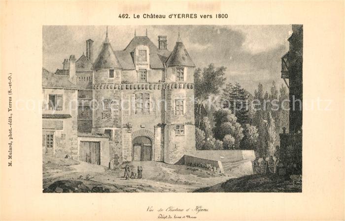 Yerres Le Chateau vers 1800 Dessin Kuenstlerkarte
