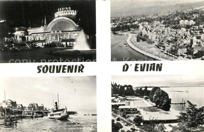 Evian-les-Bains Haute Savoie Casino la nuit Port Vapeur Lac Leman vu