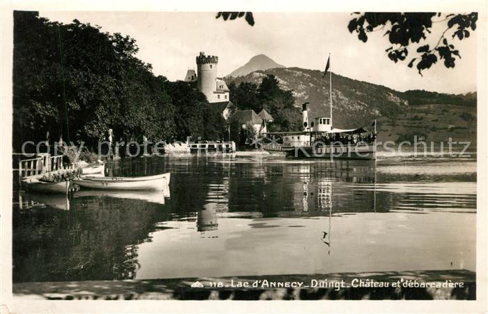 Duingt Chateau et débarcadère Bateau Lac d_Ann