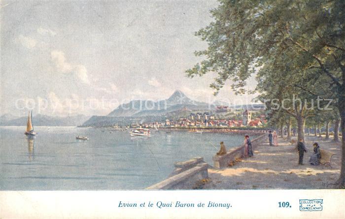 Evian-les-Bains Haute Savoie Quai Baron de Blonay Promenade Lac Leman Kuenstlerk