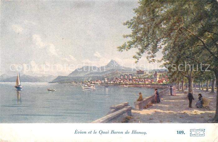 Evian-les-Bains Haute Savoie Quai Baron de Blonay Promenade Lac Leman Kuenstlerk