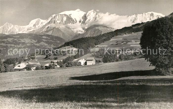 Combloux Panorama Gare du Téléski et le Mont Blanc Alpes Francaises