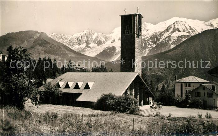 Assy-Passy Haute Savoie Plateau d Assy Eglise et le Mont Blanc Alpes Francaises