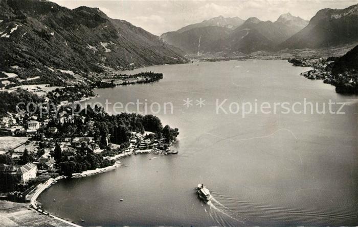 Talloires Lac d Annecy Massif des Bauges Petit Lac Alpes Francaises vue aérienne