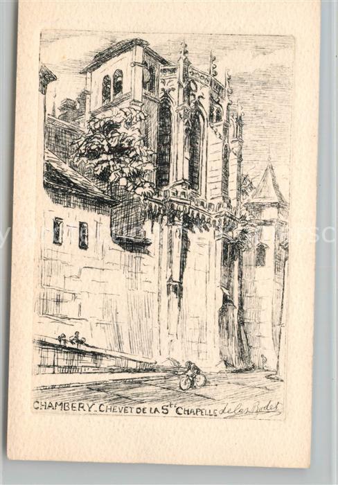 Chambery Savoie Chevet de la Sainte Chapelle Dessin Kuenstlerkarte