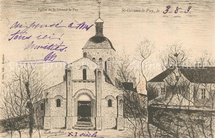 Saint-Gerand-le-Puy Eglise Kirche Dessin Kuenstlerkarte