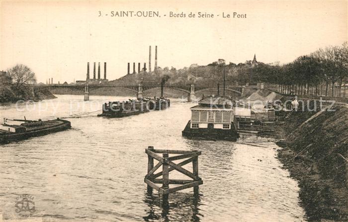 Saint Quen sur Seine Bords de la Seine Bateaux Pont
