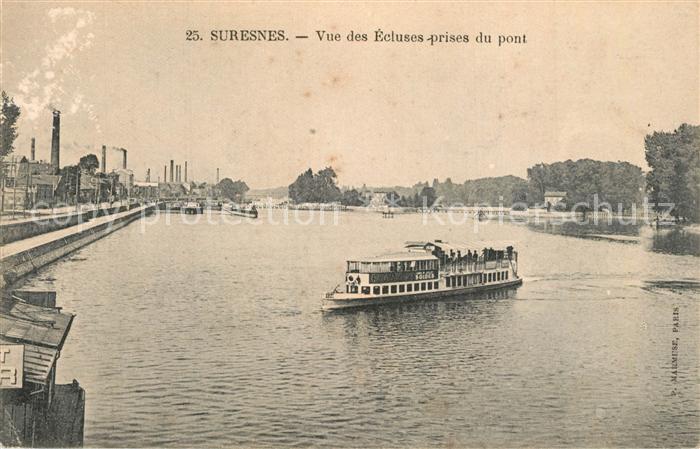 Suresnes Vue des Ecluses prise du pont sur la Seine