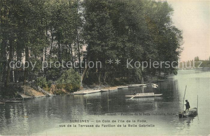 Suresnes Un coin de l'Ile de la Folie vue du Pavillon de la Belle Gabrielle