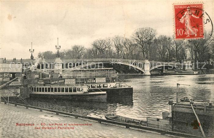 Suresnes Pont et embarcadère des bateaux parisiens