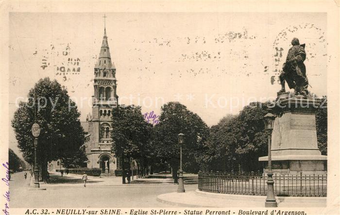 Neuilly-sur-Seine Eglise Saint Pierre Statue Perronet Boulevard d Argenson