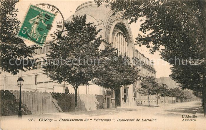 Clichy Etablissement du Printemps Boulevard de Lorraine