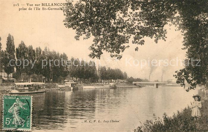 Billancourt-Boulogne Vue prise de l'Ile Saint Germain aux bords de la Seine
