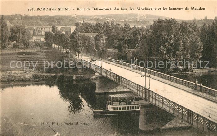 Billancourt-Boulogne Bords de Seine Pont au loin les Mouline