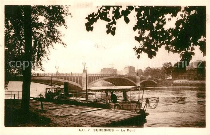 Suresnes Pont sur la Seine Bateau