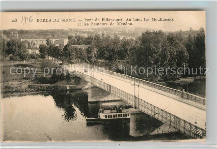 Billancourt-Boulogne Pont sur la Seine au loin les Moulineaux et les hauteurs de