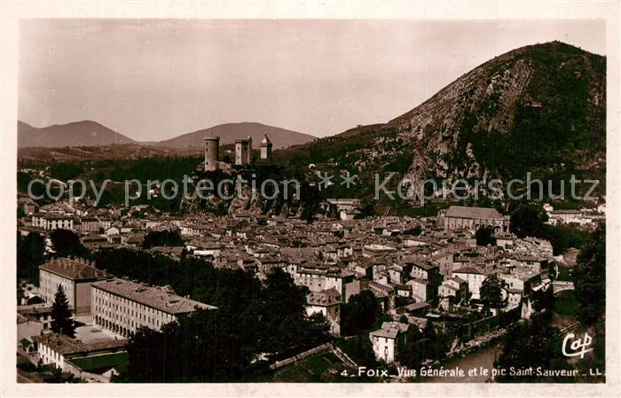 Foix Vue generale et le pic Saint Sauveur