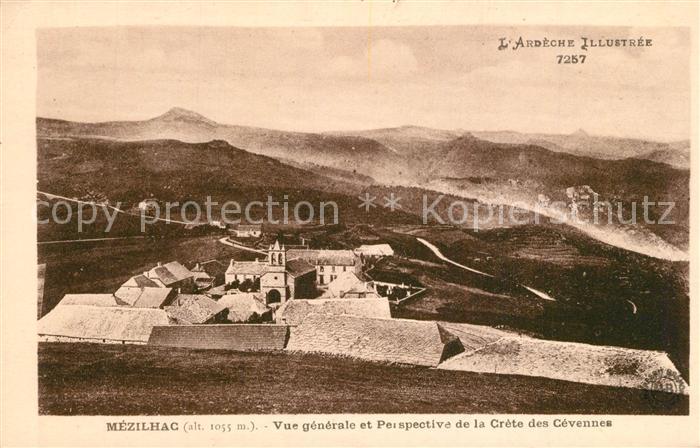 Mezilhac Vue generale et Perspective de la Crete des Cevennes