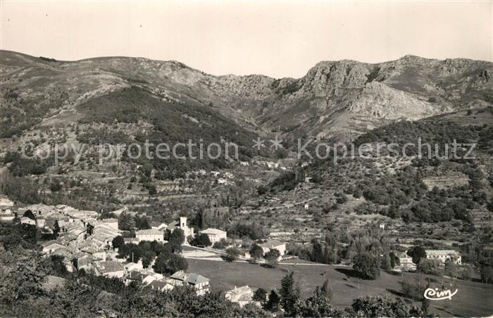 Montpezat-sous-Bauzon Vue generale et Rocher de Midi