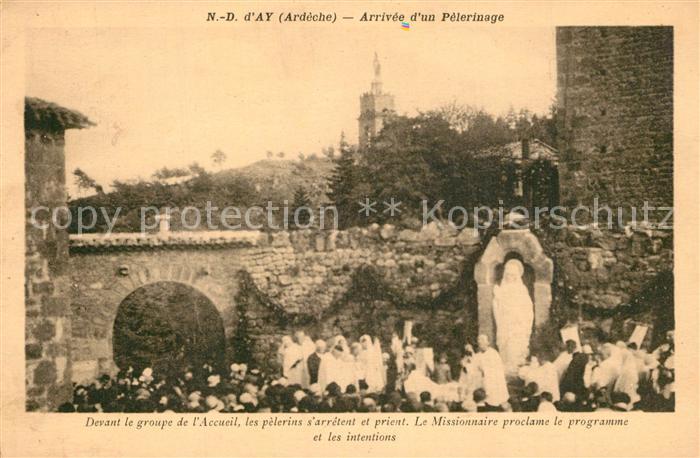 Ardeche Region Notre Dame d’Ay Arrivee d’un Pelerinage