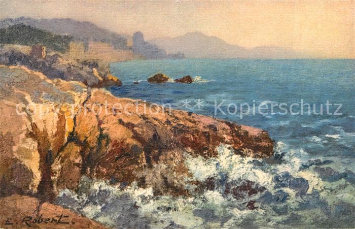 Cote d Azur Panorama Kueste Kuenstlerkarte