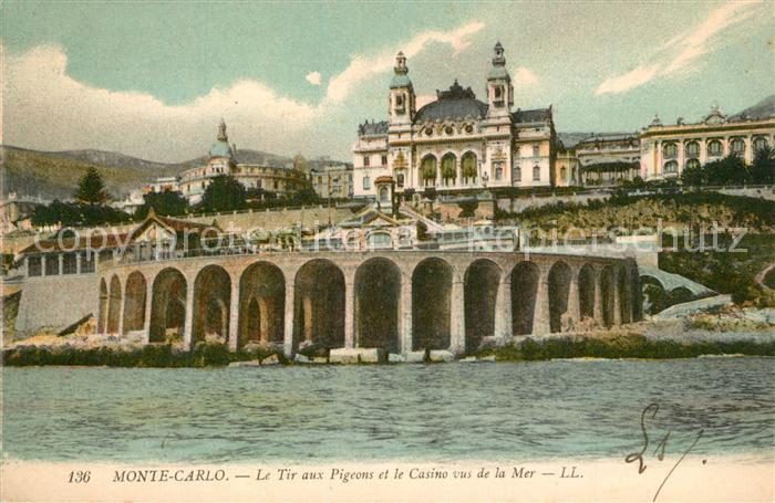 Monte-Carlo Le Tir aux Pigeons et Casino vus de la Mer