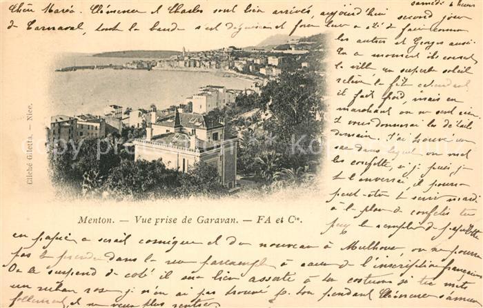Menton Alpes Maritimes Vue prise de Garavan Côte d Azur