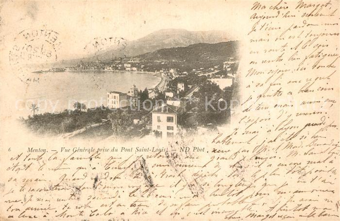 Menton Alpes Maritimes Vue Generale prise du Pont Saint Louis
